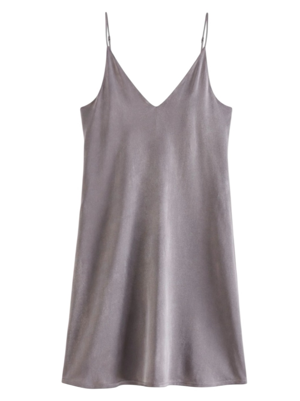 ZARA Metallic Silver Grey Satin Slip Mini Dress Silky Flowy Minimalist Size M